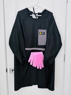 2‑Piece Cleaning Set Waterproof Long Sleeve Apron+Reusable Rubber Latex Gloves
